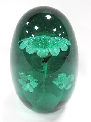 Lot 1198 - XIX Century Green Glass Dump, ovoid form with...