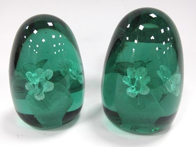 Lot 1199 - Two XIX Century Green Glass Dumps, of ovoid...