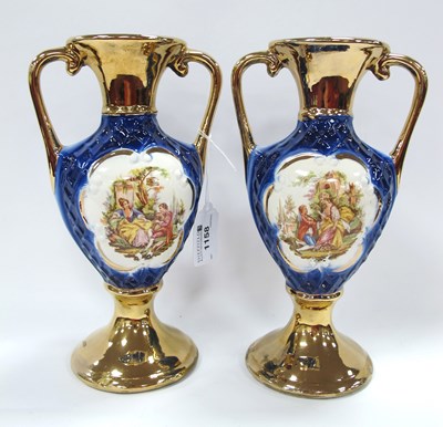 Lot 1158 - A Pair of Twin Handled Porcelain Vases, 24.5cm...