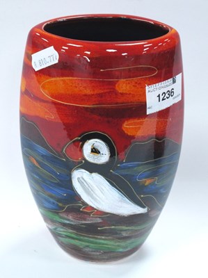 Lot 1236 - Anita Harris 'Puffin' Oval Vase, gold signed,...