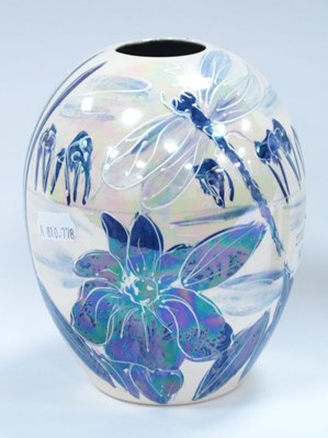 Lot 1230 - Anita Harris Blue and White Lustre 'Dragonfly'...