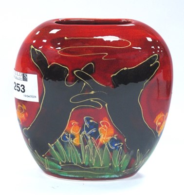 Lot 1253 - Anita Harris 'Boxing Hares' Purse Vase, gold...