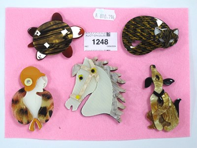 Lot 1248 - Five Modern Brooches.