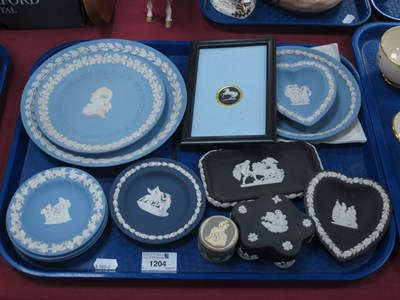 Lot 1204 - Wedgwood Jasperware Plaques and Trinkets,...