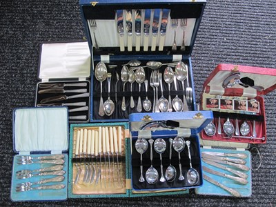 Lot 1028 - Cased Cutlery, including fruit knives and...