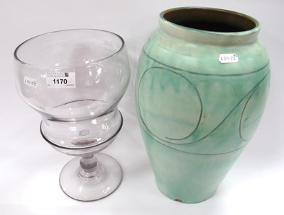 Lot 1170 - XIX Century Glass Jar, with a knob stem...