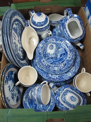 Lot 1058 - Spode "Italian" Blue-White Teapots, plates,...