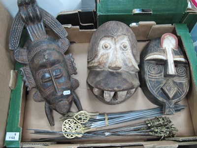 Lot 1103 - Three African Masks:- One Box
