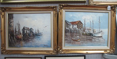 Lot 1418 - Mid to Late XX Century Impressionist Harbour...