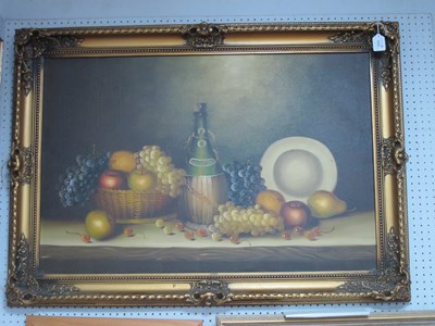 Lot 1430 - E. Harnett, Still Life of Fruit and Wine...