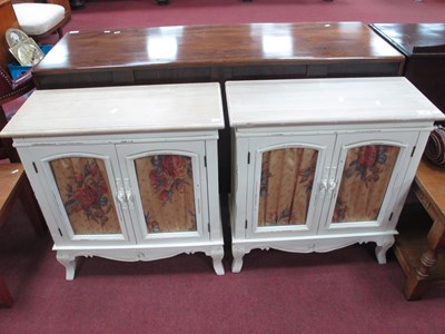 Lot 1533 - A Pair of White Painted Shabby Chic Cabinets,...