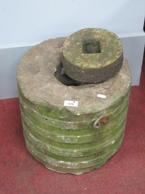 Lot 1475 - A Stone Millstone, 35cm wide; together with a...