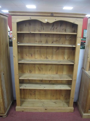 Lot 1485 - A Pine Open Bookcase, with five shelves, 183cm...