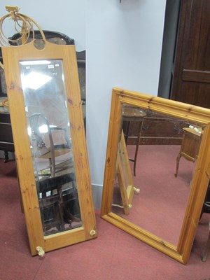 Lot 1515 - A Pine Cheval Style Mirror; together with...