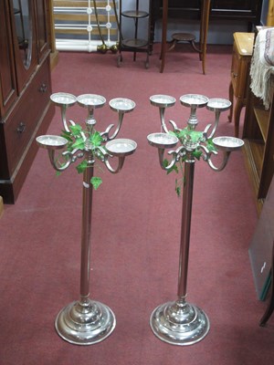 Lot 1484 - Pair of White Metal Floor Standing Four Branch...