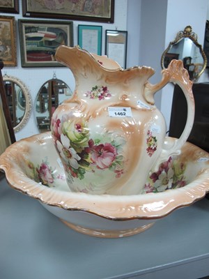 Lot 1462 - Late XIX Century Jug and Bowl, with floral...