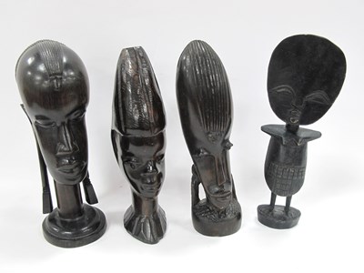 Lot 1305 - Hardwood Carved African Female Heads:- One Tray.