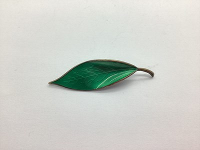 Lot 189 - David Andersen; A Norwegian Green Enamel Leaf...