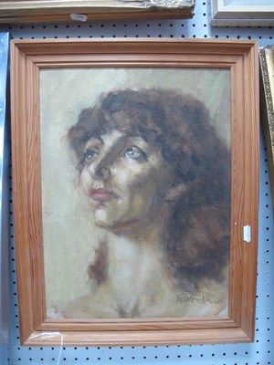 Lot 1420 - Alys Woodman, Portrait Study of a Lady Looking...