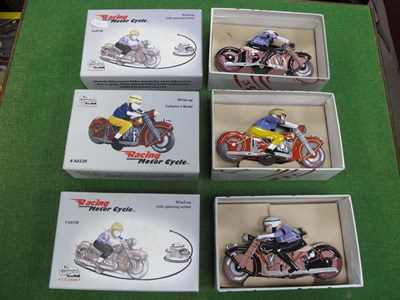 Lot 604 - Three Modern Tinplate Clockwork Racing...