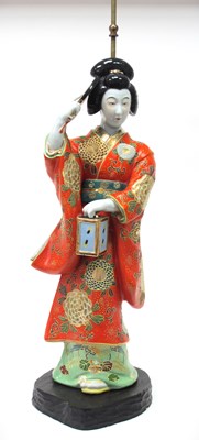 Lot 1312 - Oriental Pottery Table Lamp as a Geisha Girl,...