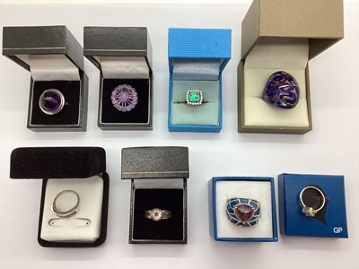 Lot 275 - Modern QVC, TJC and Other "925" Dress Rings,...