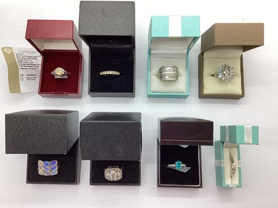 Lot 273 - Modern TGGC, QVC and Other "925" Dress Rings,...