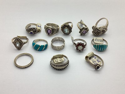 Lot 268 - A Collection of Modern "925" and Other Rings,...