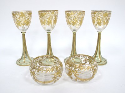 Lot 1022 - A Set of Four St. Louis Style Goblets, on...