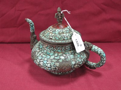 Lot 1335 - Mosaic Middle Eastern Teapot, with stylized...