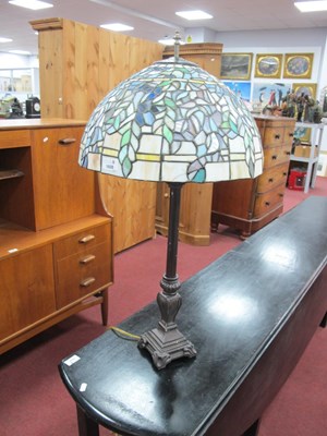 Lot 1608 - Tiffany Style Table Lamp, with floral shade.