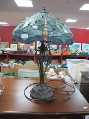 Lot 1537 - Tiffany Style Table Lamp, with twin branches,...