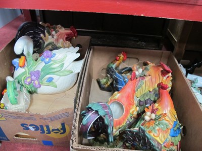 Lot 1078 - Pottery Swans and Chickens, sometimes as...