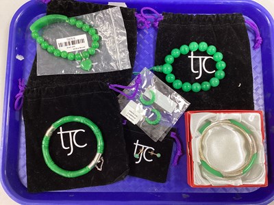 Lot 47 - TJC; Modern Green Jade and Other Jewellery,...