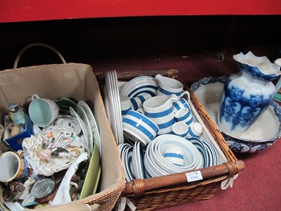 Lot 1034 - Blue and White Kitchen Pottery, wash jug and...