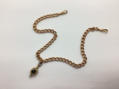 Lot 103 - A 9ct Rose Gold Curb Link Albert Style Chain,...