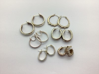 Lot 141 - A Variety of Modern "925" Hoop Earrings, to...