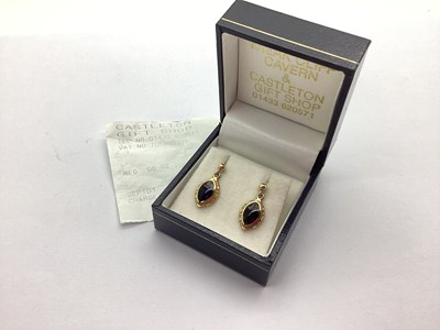 Lot 229 - A Pair of 9ct Gold Blue John Drop Earrings,...