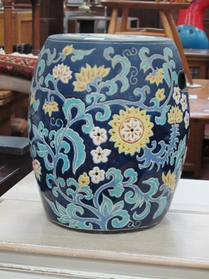 Lot 1345 - Chinese Style Pottery Garden Seat, with blue...