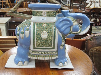 Lot 1346 - Chinese Style PotteryEelphant Seat, stand...