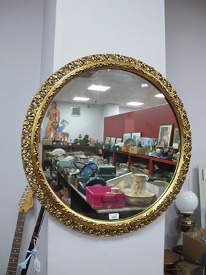 Lot 1523 - XX Century Gilt Circular Wall Mirror, with...