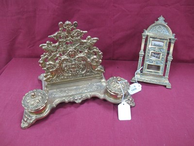 Lot 1428 - Gilded Brass Desh Stand, with C scroll...