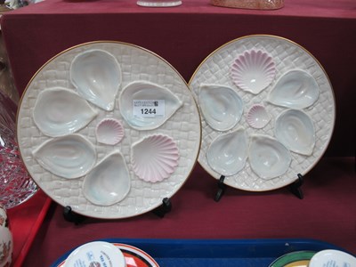 Lot 1244 - Two Royal Worcester Blush Ivory Oyster Plates,...