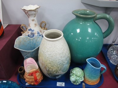 Lot 1169 - Large Chrequeluere? Pottery Jug, Shorter vases,...