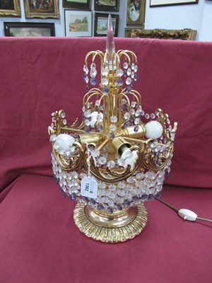 Lot 1362 - Ornate Gilt Metal Table Lamp, hung with clear...