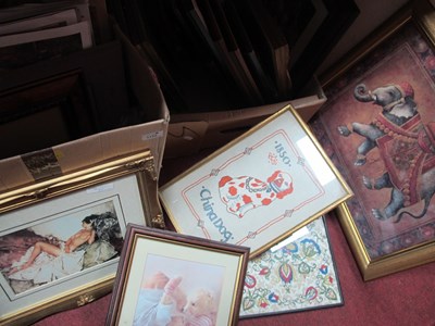 Lot 1133 - Box of Unframed Prints, together with a box of...