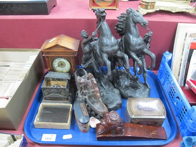 Lot 1412 - Pair Spelter Marley Horses 28cm high,...