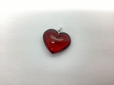 Lot 241 - Baccarat; A Modern Red Crystal Heart Pendant,...