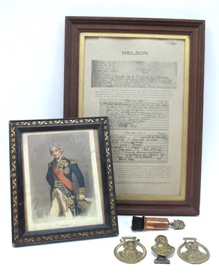 Lot 1381 - Oak Framed Copy of Lord Nelson's Birth...