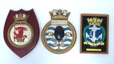 Lot 1355 - Naval Ship Crest Plaques - HMS Sheraton (23cm),...